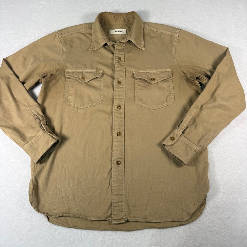 Buck Mason Shirt Mens Medium Tan Cotton Twill Workwear Gorpcore Utility Neutral